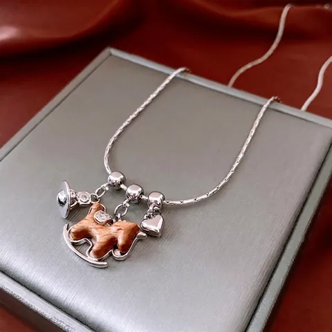 Collana Con Ciondolo Cavallo A Dondolo Retro In Legno Rame E Zircone Con Cuore E Campanello Gioielli Vintage Regalo Per Donna
