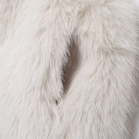 Women Faux Fur Vest Elegant Round Neck Sleeveless Short Gilet Outerwear Fashion Solid Color Warm Waistcoat