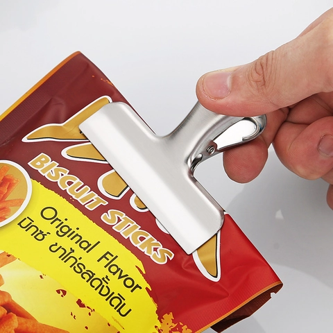 Clips De Sellado De Acero Inoxidable 430 Clips De Bolsa De Comida Boca Ancha Para Conservación Snacks Oficina Grueso Cierre Fuerte