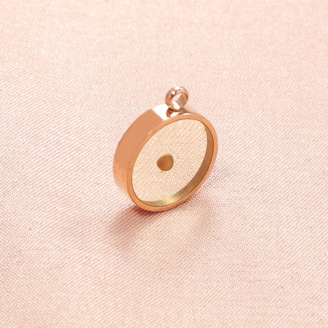 Round Stainless Steel Mustard Seed Pendant Rose Gold Plated DIY Accessory Minimalist Fashion Pendant For Jewelry Making