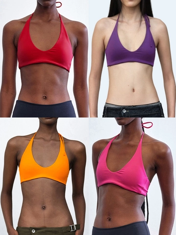 Halter Neck Tank Top Acrylic Spandex Slim Fit Backless Solid Color Yoga Beach Camisole For Women With Chest Pads