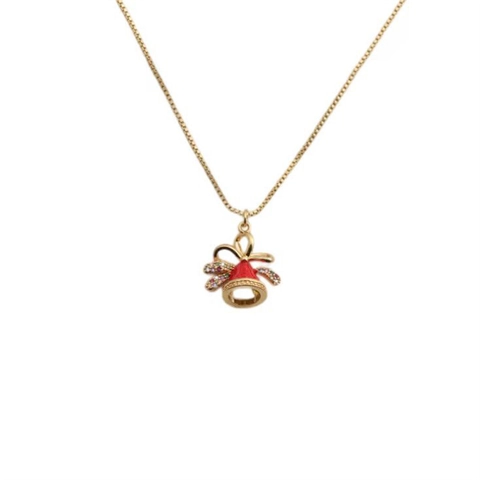 Kerstbel Geschenkdoos Hanger Ketting Koper Verguld Kleurrijke Zirkonia Emaille Feestelijke Sieraden Voor Dames
