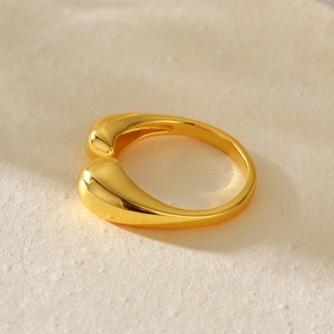 Minimalistische 925 Sterling Zilver Traanvorm Open Ring Voor Dames 18K Verguld Geometrische Verstelbare Ring Sieraden