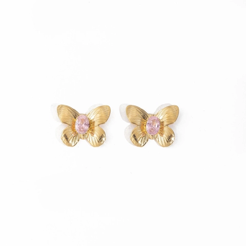 Orecchini A Lobo Farfalla Placcati Oro 18K Acciaio Inossidabile Zircone Incastonato Stile INS Gioielli Per Donna