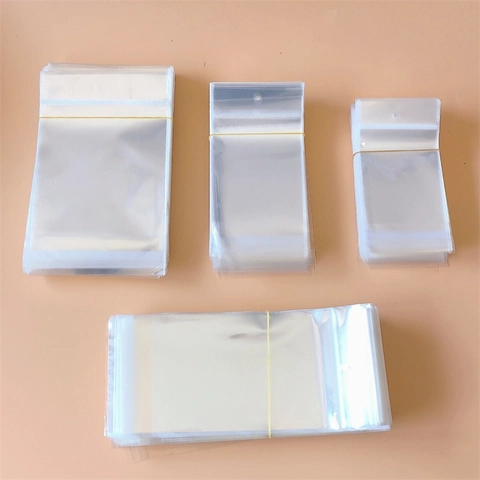 Clear Plastic Packaging Bags Self Sealing With Hanging Holes For Jewelry Earrings Hair Accessories Display Storage Bags