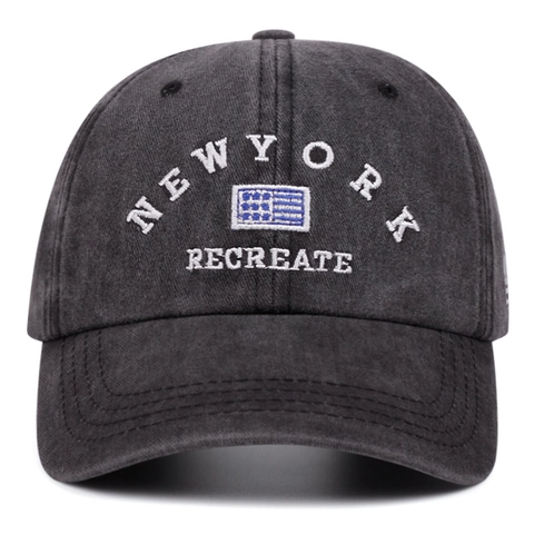 Cappellino Da Baseball In Cotone Lavato Vintage Ricamo New York Distressed Cappello Da Sole Unisex