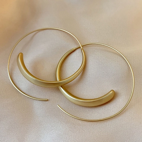 Orecchini A Cerchio C Oro Opaco Stile Minimalista Per Donna Con 925 Sterling Silver Earring Post