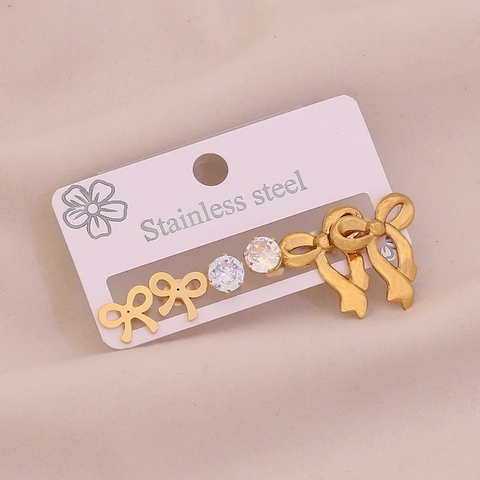 Schmetterling Blume Herz Ohrstecker 304 Edelstahl Zirkonia Eingelegt Vergoldet Eleganter Schmuck Damen