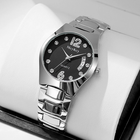 Orologio Da Polso Uomo Quarzo Metallo Lega Strass Impermeabile Calendario Business Elegante Moda