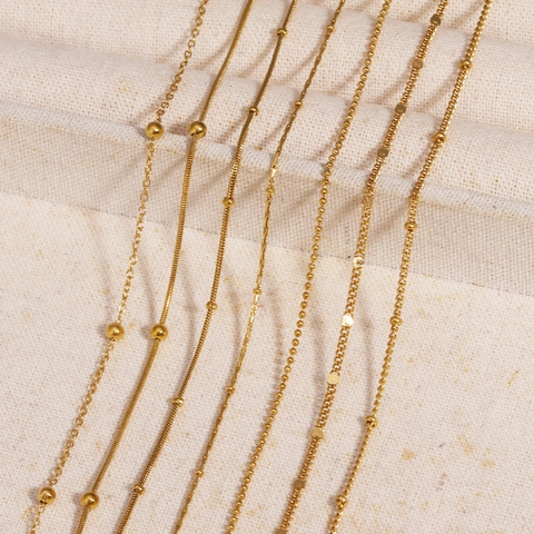 Minimalist 18K Gold Plated Stainless Steel Chain Necklace Adjustable Dainty Link Necklaces For Women Men Jewelry Gift Versatile Style