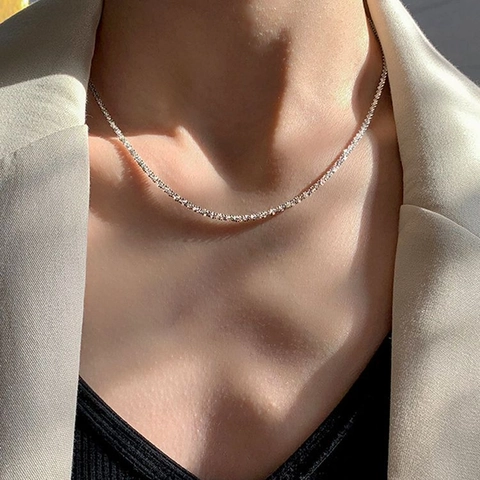 Collana Cielo Stellato Scintillante In Acciaio Al Titanio 316L Catena Da Clavicola Minimalista Gioielli Da Donna Non Sbiadisce