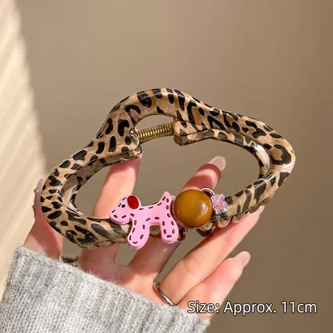 Haarklammer Leopard Muster Acryl Cartoon Hund Dekoration Retro Haarnadel Accessoires Für Damen