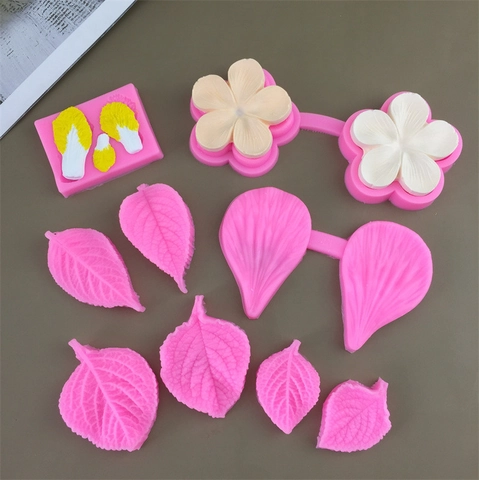 Stampo In Silicone Per Fondente Torta Trama Foglia Fiore Realistica Strumento Da Forno Per Decorazione Cioccolato