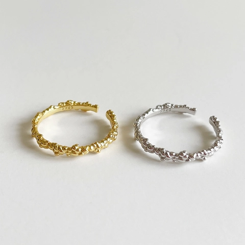 Anello In Argento Sterling S925 Texture Di Lava Irregolare Design A Bolle Gioielli Da Dito Aperti Regolabili Per Donna Moda