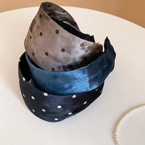 Klassisches Gepunktetes Breites Stirnband Mode Beflocktes Samt Haarband Vielseitiges Retro Elegantes Haarschmuck Für Damen