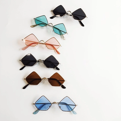 Lunettes De Soleil Pour Enfants Monture En Métal Vintage Forme De Losange Protection UV400 Mode Filles Garçons