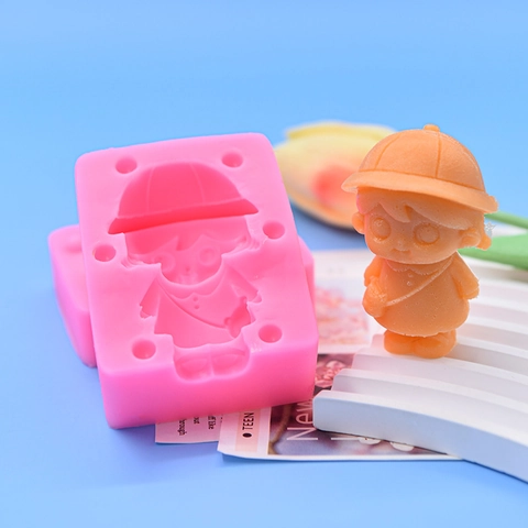 Cartoon Girl With Hat Silicone Mold For Candle Soap Resin Craft DIY Baking Cake Chocolate Fondant Flexible Tool