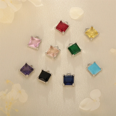 Dijes De Zirconia Cúbica Cuadrados De Cobre Chapados En Oro Colgantes Geométricos Facetados Para Hacer Joyas De Bricolaje