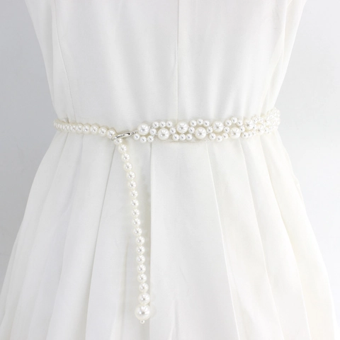 Cintura Catena Vita Künstliche Perle Donna Elegante Elastica Perla Artificial Acrilica Gancio Lega Cintura Sottile Per Accessorio Vestito