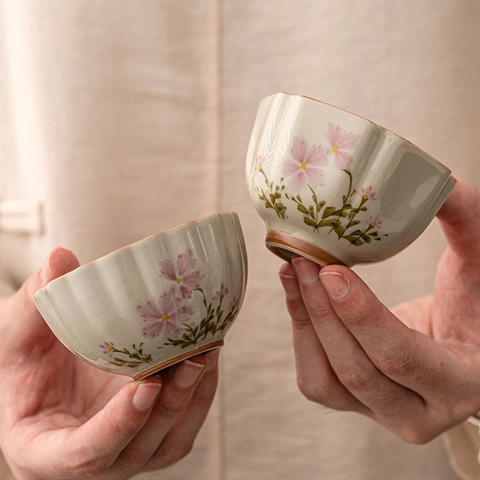 Tazza Da Tè In Ceramica Dipinta A Mano Margherita Porcellana Tazza Maestra Stile Zen Cinese Retrò Forma Di Petalo