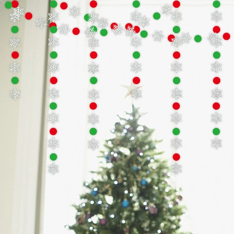 Guirlande De Flocons Neige Papier Pois Décoration Suspendue Pour Fête Noël Maison Mur Fond Fenêtre Ornement