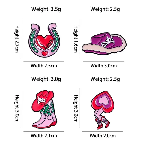 Western Cowboy Emaille Broches Legering Druppel Olie Hoefijzer Hoed Laars Roze Liefde Hart Vintage Badge Voor Kleding