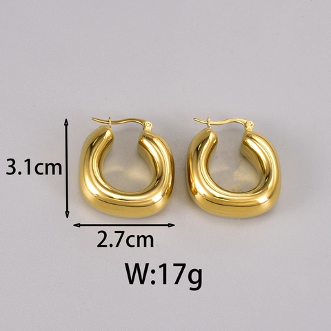 Chunky Hoop Ohrringe Titanstahl 18K Vergoldet Spiegelglanz Minimalistisch Geometrischer Schmuck Für Frauen