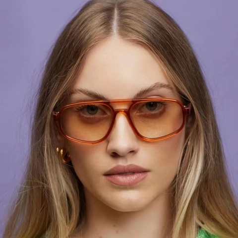 Aviator Sonnenbrille Retro Doppelsteg PC Rahmen UV400 Schutz Street Style Oversized Brillen Für Herren Und Damen