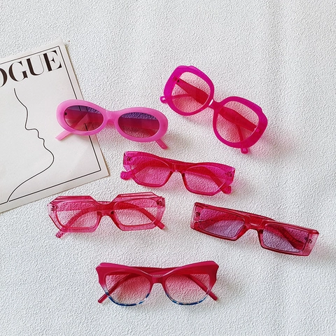 Occhiali Da Sole Donna Protezione UV400 Rosa Rosso Resina Retrò Quadrati Occhio Di Gatto Rettangolare Moda Estate Aperto