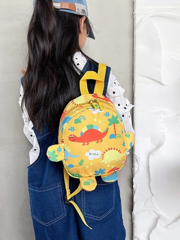 Toddler Dinosaur Backpack Nylon Cartoon Animal Print Kindergarten School Bag With 3D Fin Cute For Boys Girls