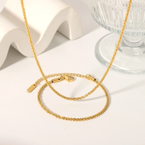 Collana A Catena Luccicante Minimalista In Acciaio Inossidabile 304 Placcato Oro 18K Gioielli Ipoallergenici Per Donna