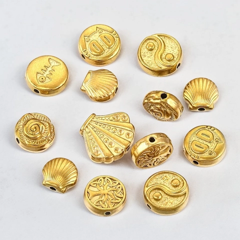 Perline In Acciaio Inossidabile Con Foro Grande Per Gioielli DIY Bracciali Varie Forme Ape Cuore Leopardo