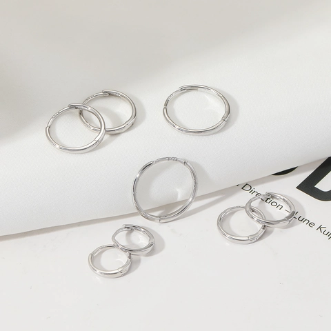 Minimalist Copper Hoop Earrings With 925 Sterling Silver Earring Post Hypoallergenic Smooth Gold Silver Geometric Ear Piercing For Women Men