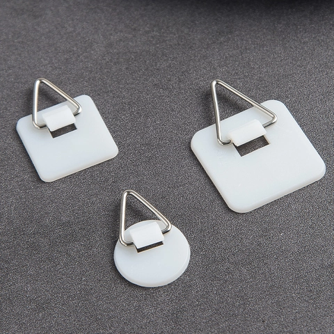 Ganci Adesivi Per Piatti In Plastica Con Anello Triangolare In Metallo Per Decorazioni Parete Cornici Sospensione Invisibile