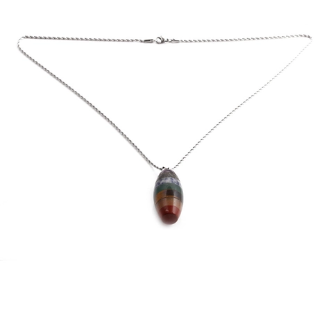 Chakra Natural Stone And Alloy Pendant Necklace With Stainless Steel Rope Chain For Women Colorful Reiki Energy Jewelry