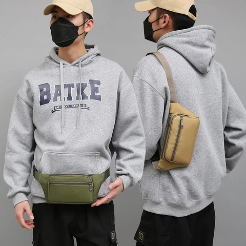 Men Waist Bag Durable Oxford Cloth Multi Zipper Pocket Large Capacity Outdoor Sports Tactical Fanny Pack For Men