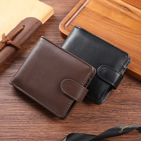 Mens Short Wallet PU Leather Vintage Horizontal Large Capacity Multi Card Slots With Zipper Coin Pocket Retro Style For Men