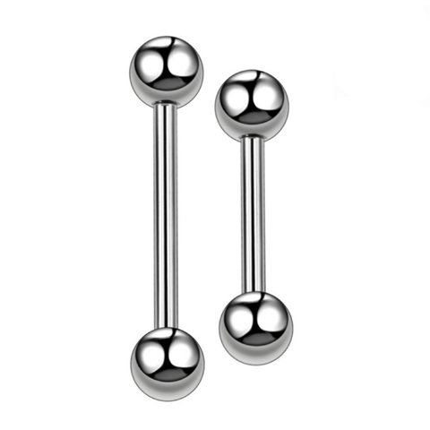 G23 Titane ASTM F136 Barbell Body Piercing Stud Anneau De Langue Cartilage D'oreille Bijoux De Mamelon Double Boule Ronde Polie Unisexe