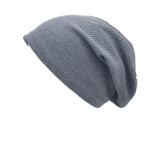 Women Waffle Knit Slouchy Beanie Hat Cotton Polyester Warm Lightweight Breathable Skull Cap Japanese Casual Style Plain
