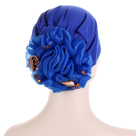 Cappello Turbante Musulmano Da Donna Con Grande Fiore In Chiffon Decorazione In Strass Berretto Elastico