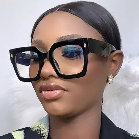 Square Large Frame Anti-Blue Light Glasses Fashion Retro PC Frame Clear Lens Optical Eyewear For Women