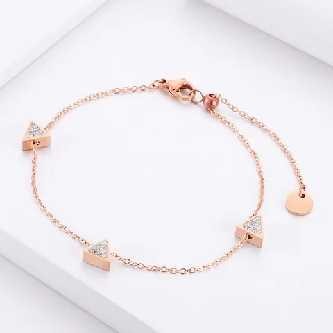 Pulsera De Dije De Triángulo Geométrico Acero Inoxidable Ajustable Minimalista Estrás Incrustación De Concha Joyería Para Mujeres