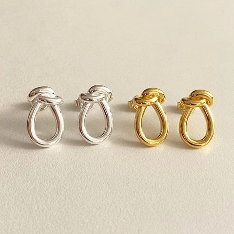 Orecchini A Lobo Con Nodo In Argento Sterling 925 Design Geometrico Intrecciato Minimalista Gioielli Eleganti Da Donna
