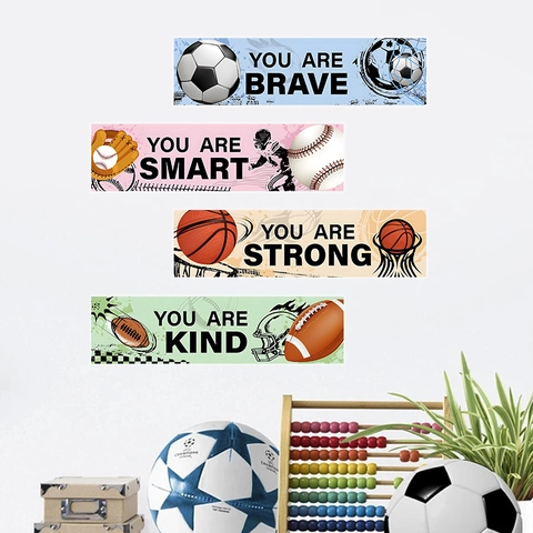Motiverende Sport Muurstickers Inspirerende Citaten Basketbal Voetbal Honkbal PVC Zelfklevende Decals Kinderkamer Speelkamer Decoratie