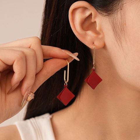 Orecchini A Pendente Geometrici Vintage In Lega Verniciata Opaca Con Silver Earring Post Moda Semplice Per Donna