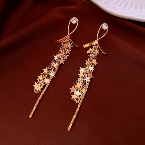 Ster Kwastje Oorbellen Voor Dames Met 925 Sterling Zilveren Oorsteker Koper Zirkoon Inlay Elegante Sieraden