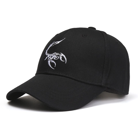 Berretto da Baseball in Cotone con Ricamo a Scorpione Cappello da Sole All'aperto Moda Sport Hip Hop Copricapo Casual