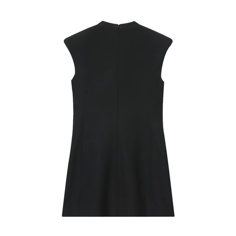 Sleeveless Blazer Mini Dress Polyester Lapel Collar Padded Shoulder Slim Fit Elegant Formal Socialite Outfit For Women