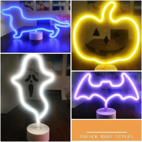 Led Neon Night Light Flamingo Unicorn Rainbow Shape Decorative Desktop Lamp Usb Battery Operated Home Room Decor Gift