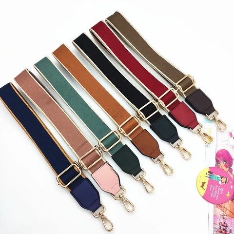Adjustable Wide Shoulder Strap Replacement For Crossbody Bags Canvas Nylon Webbing With Leather Ends Metal Swivel Hooks